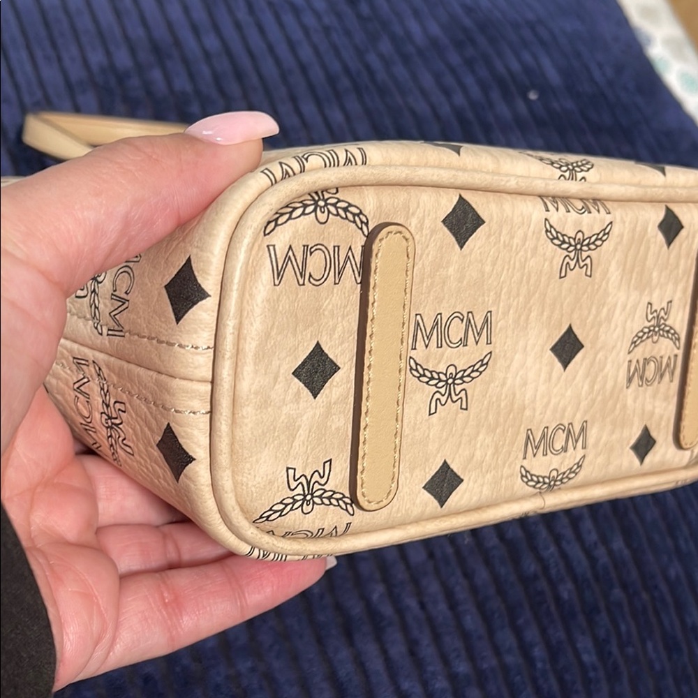 MCM Tan Logo Tote Bag - Picture 10 of 11